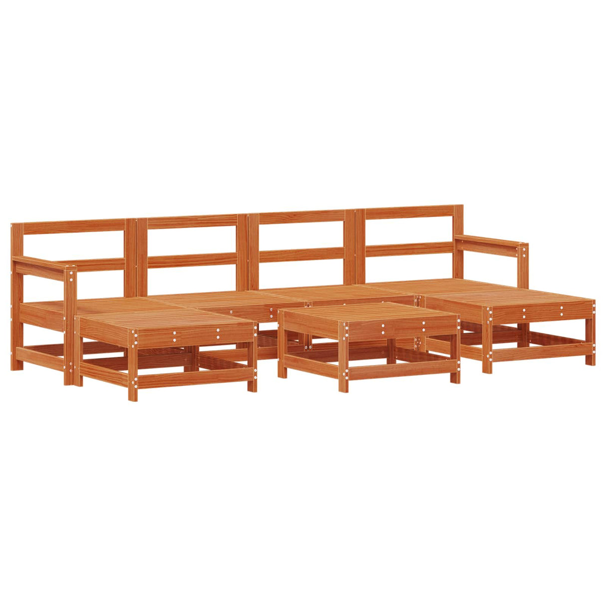 Garden Lounge Set 7 pcs Wax Brown Solid Pine Wood