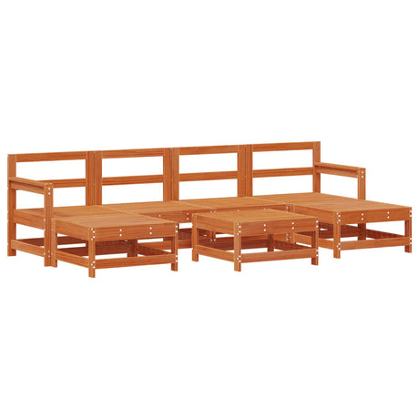 Garden Lounge Set 7 pcs Wax Brown Solid Pine Wood