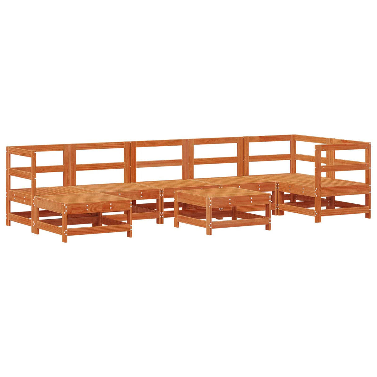 Garden Lounge Set 8 pcs Wax Brown Solid Pine Wood