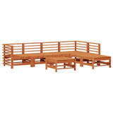 Garden Lounge Set 7 pcs Wax Brown Solid Pine Wood