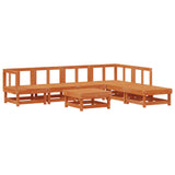 Garden Lounge Set 7 pcs Wax Brown Solid Pine Wood