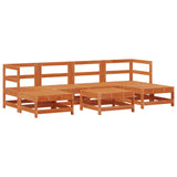 Garden Lounge Set 7 pcs Wax Brown Solid Pine Wood