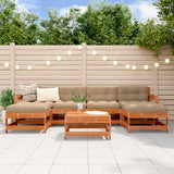 Garden Lounge Set 6 pcs Wax Brown Solid Pine Wood