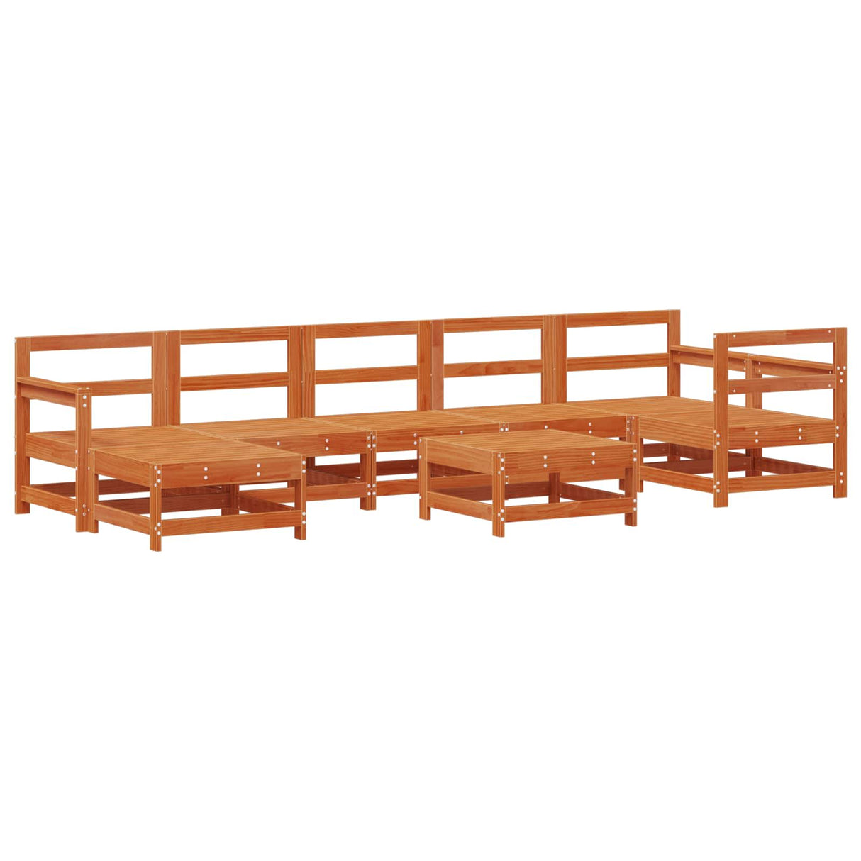 Garden Lounge Set 8 pcs Wax Brown Solid Pine Wood