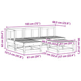 Garden Lounge Set 5 pcs Wax Brown Solid Pine Wood
