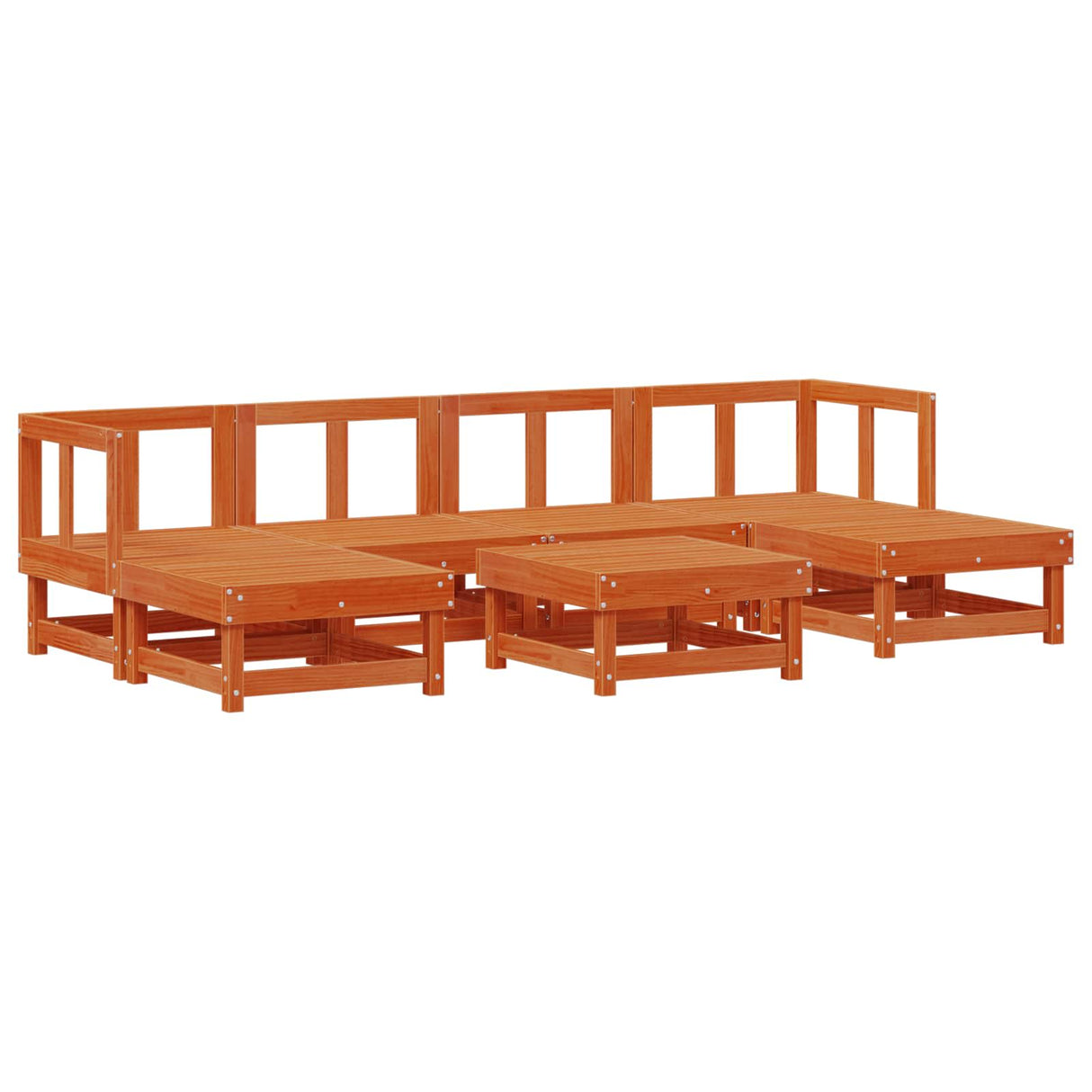 Garden Lounge Set 7 pcs Wax Brown Solid Pine Wood