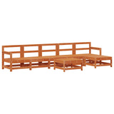 Garden Lounge Set 6 pcs Wax Brown Solid Pine Wood