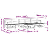 Garden Lounge Set 6 pcs Wax Brown Solid Pine Wood