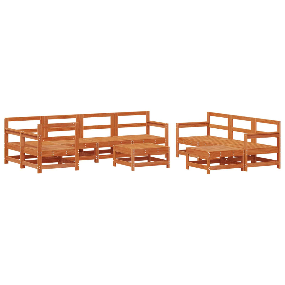 Garden Lounge Set 10 pcs Wax Brown Solid Pine Wood