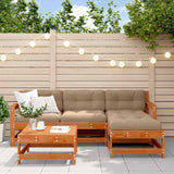 Garden Lounge Set 5 pcs Wax Brown Solid Pine Wood