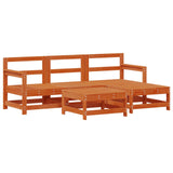 Garden Lounge Set 5 pcs Wax Brown Solid Pine Wood