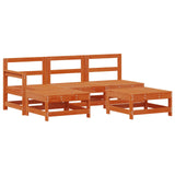 Garden Lounge Set 5 pcs Wax Brown Solid Pine Wood
