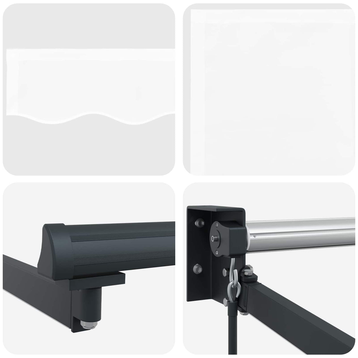 Manual Retractable Awning with LEDs White 4.5 x 3 m