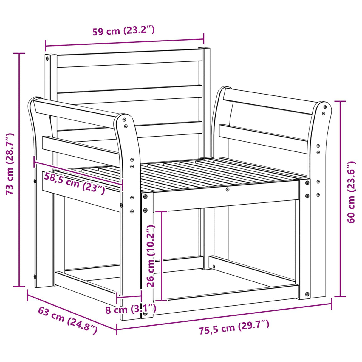 Outdoor Sofa Set Solid Acacia Wood Natural