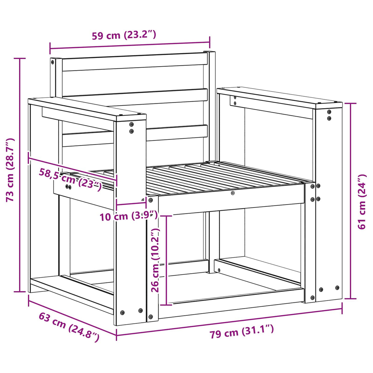 Outdoor Sofa Set Solid Acacia Wood Natural