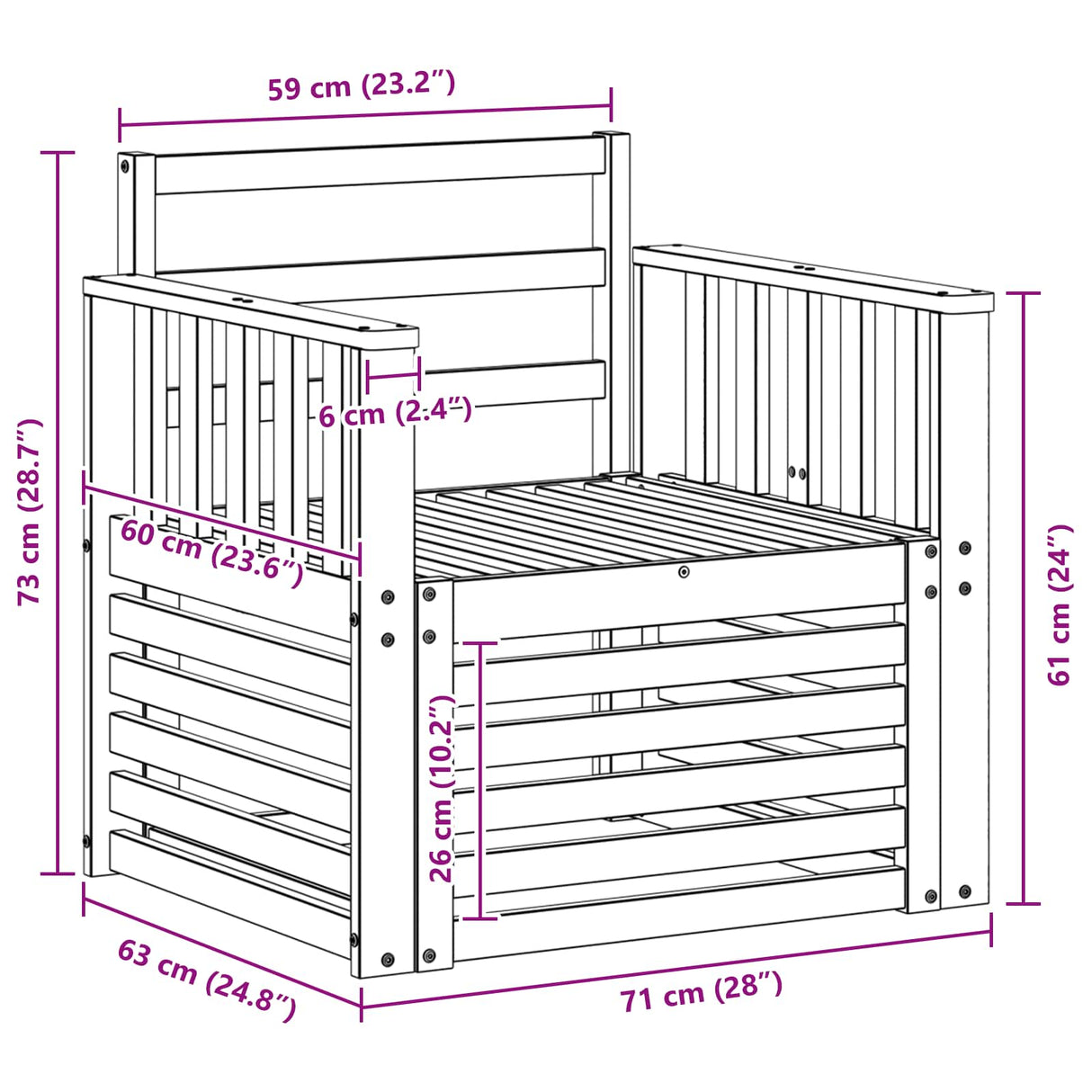 Outdoor Sofa Set Natural 71 x 63 x 73 cm Solid Acacia Wood