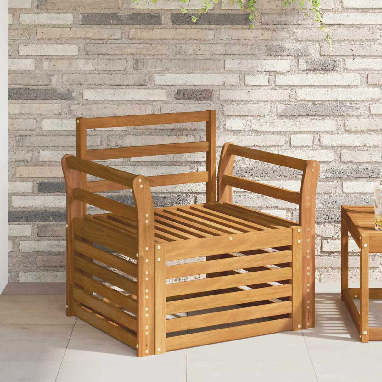 Outdoor Sofa Set Natural 75.5 x 63 x 73 cm Solid Acacia Wood