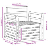 Outdoor Sofa Set Natural 75.5 x 63 x 73 cm Solid Acacia Wood