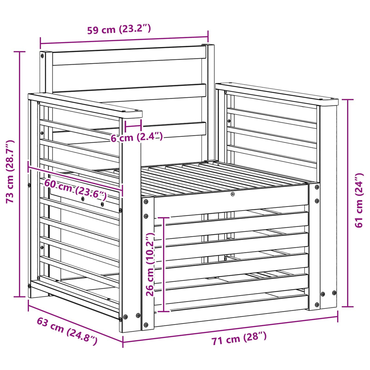 Outdoor Sofa Set Natural 71 x 63 x 73 cm Solid Acacia Wood
