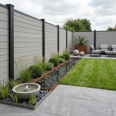 Woodgrain Composite Fencing Panel – Ash (1.83m | 150mm Coverage | 20mm Thick)