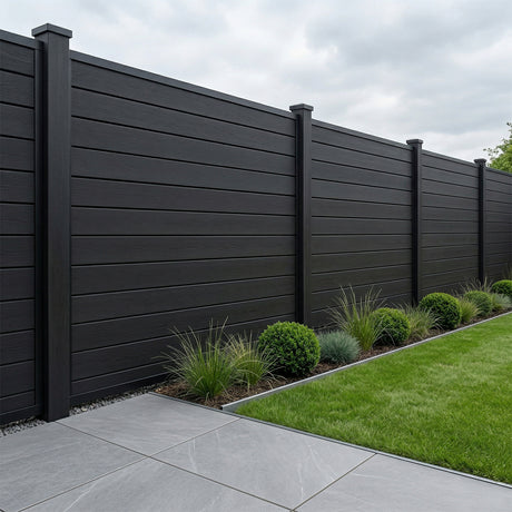 Woodgrain Composite Fencing Panel – Black (1.83m | 150mm Coverage | 20mm Thick)