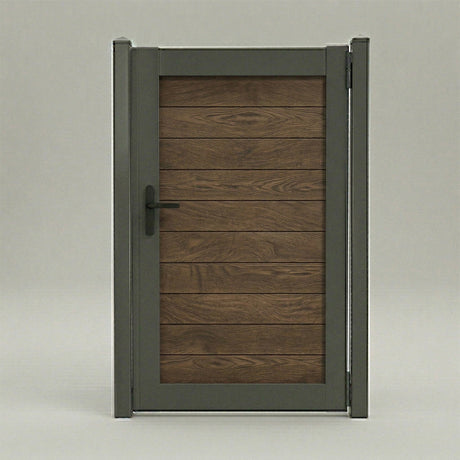 Aluminum Composite Framed Woodgrain Gate with Lock and Handle (900mm x 1800mm)