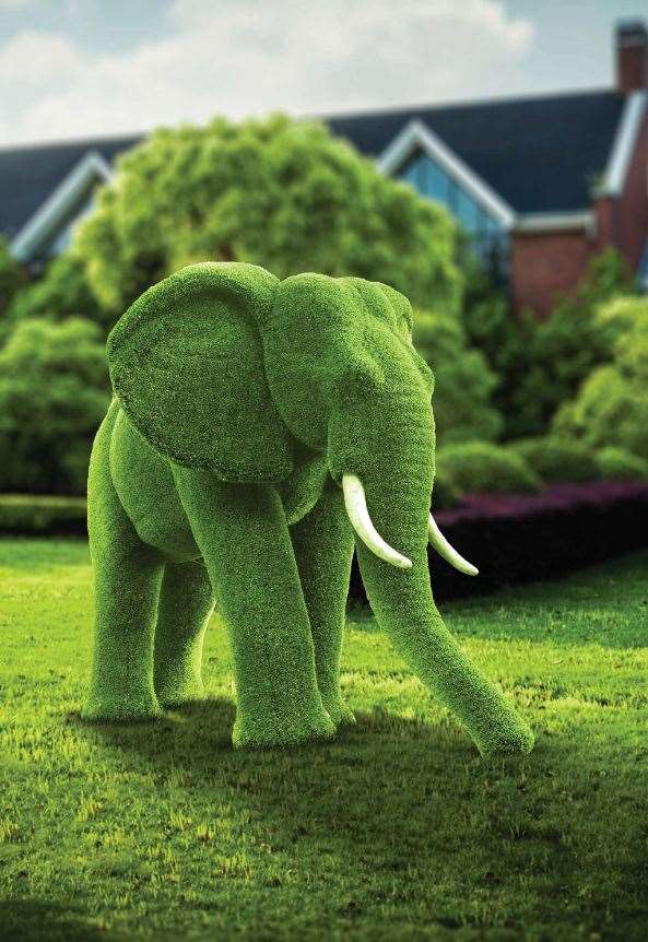 Premium Faux Topiary - Medium African Elephant