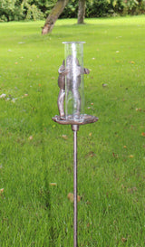 Cast Iron and Glass Garden Rain Gauge, Frog On Lily Pad