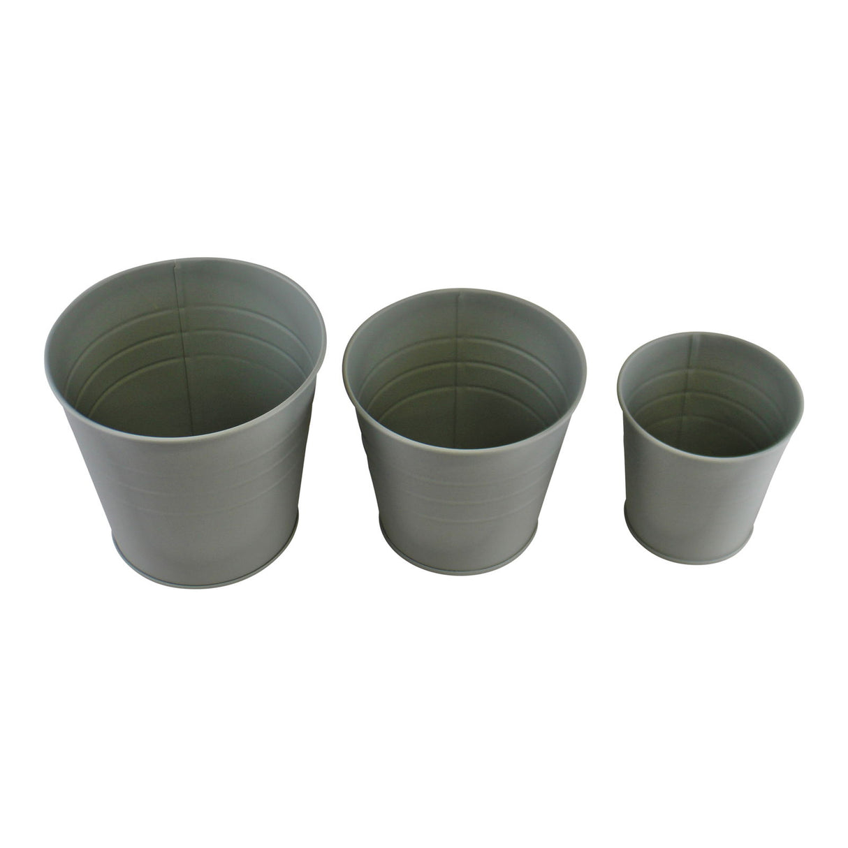 Set of 3 Round Metal Planters, Green