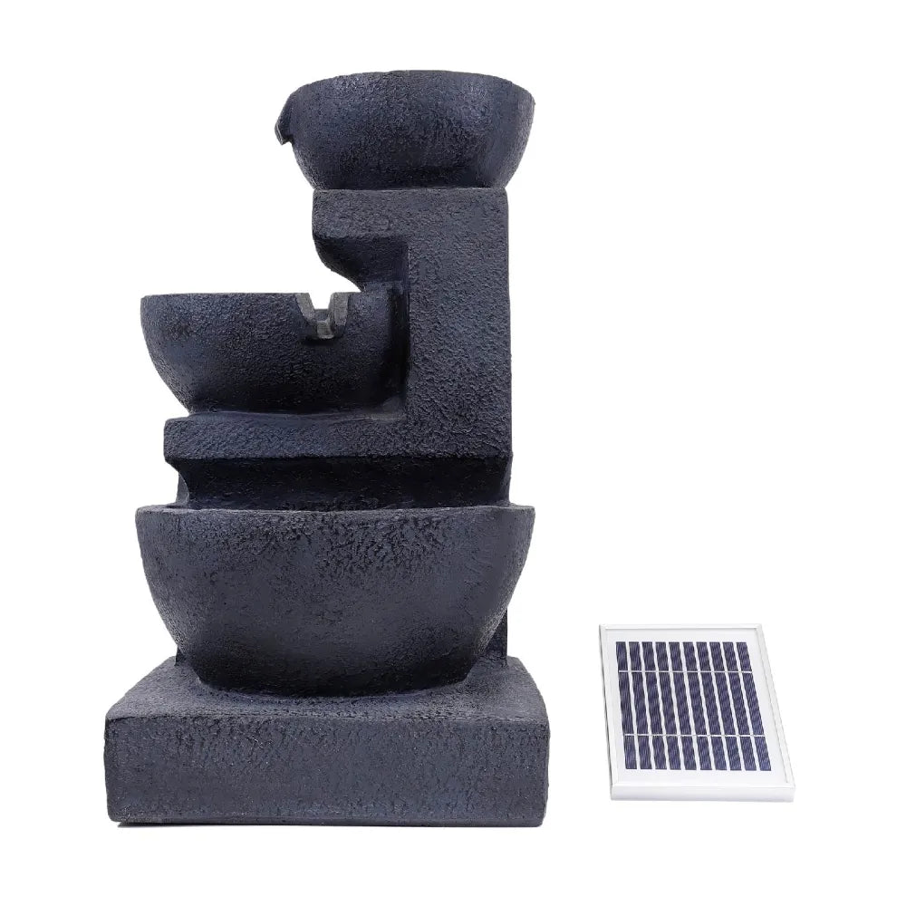 Solar Powered Water Feature - Cascading Black Ceramic