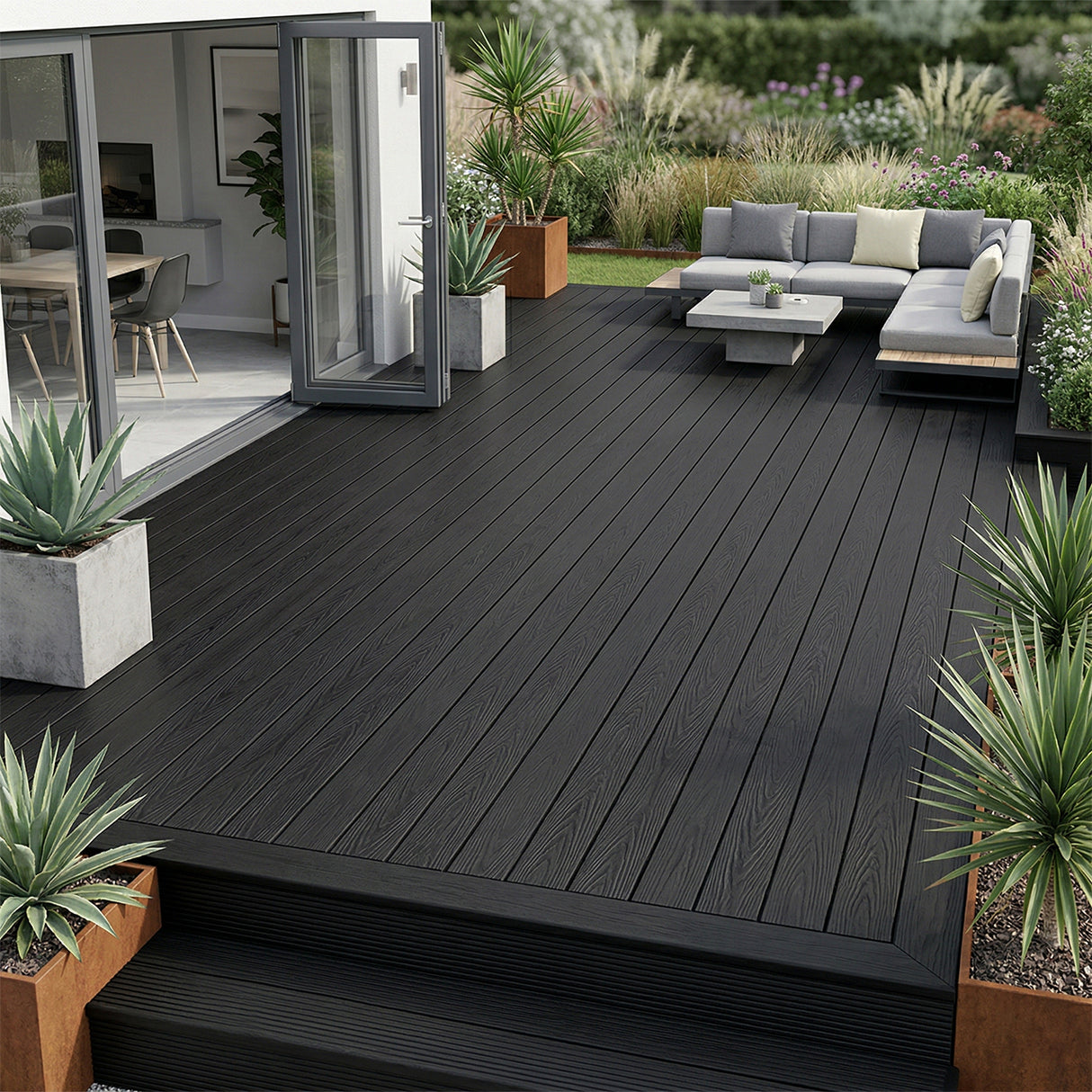 4.8m Woodgrain Composite Decking Board - Black (Pallet)