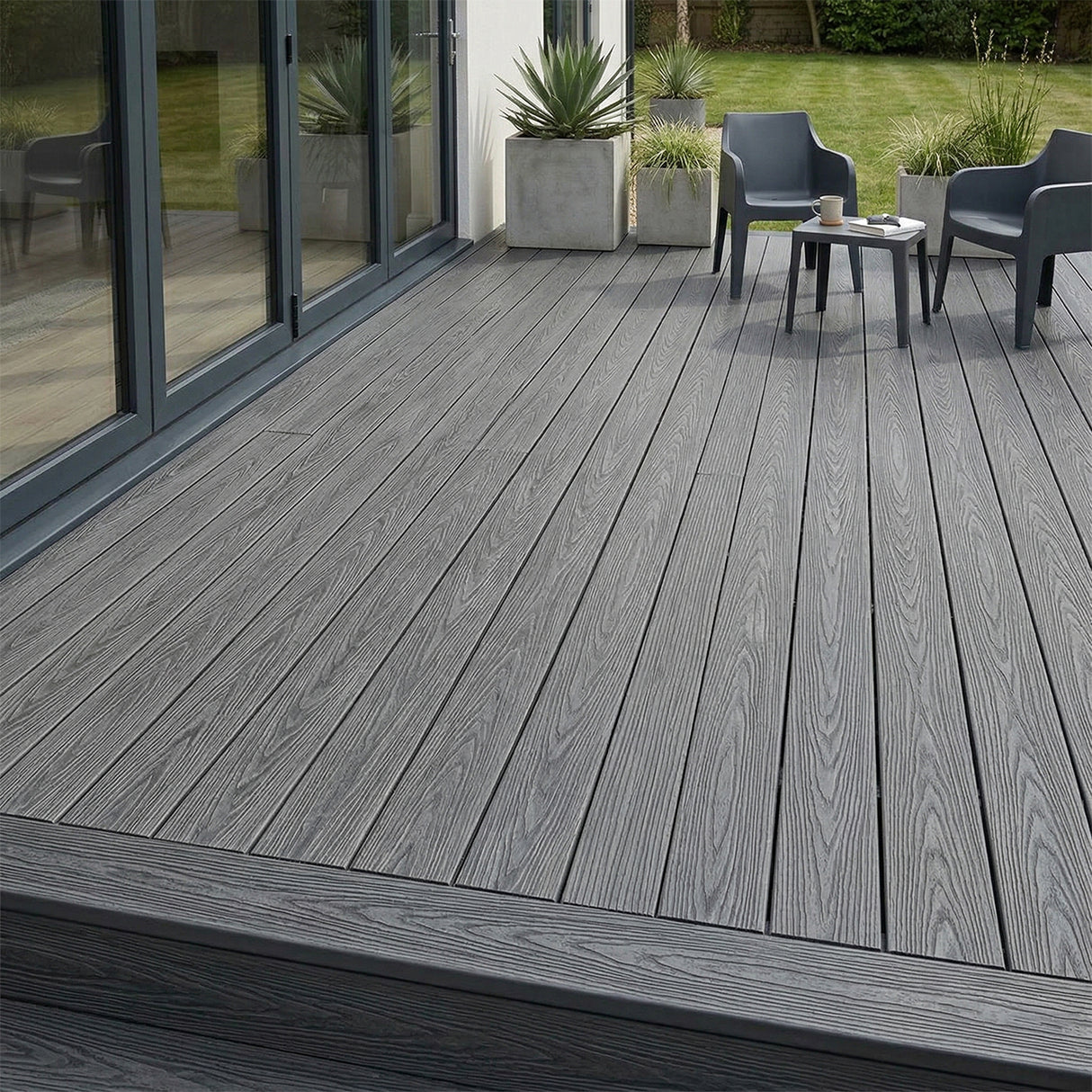 4.8m Woodgrain Composite Decking Board - Anthracite (Pallet)
