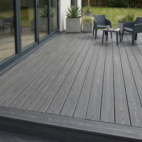 3.6m Woodgrain Composite Decking Board - Anthracite