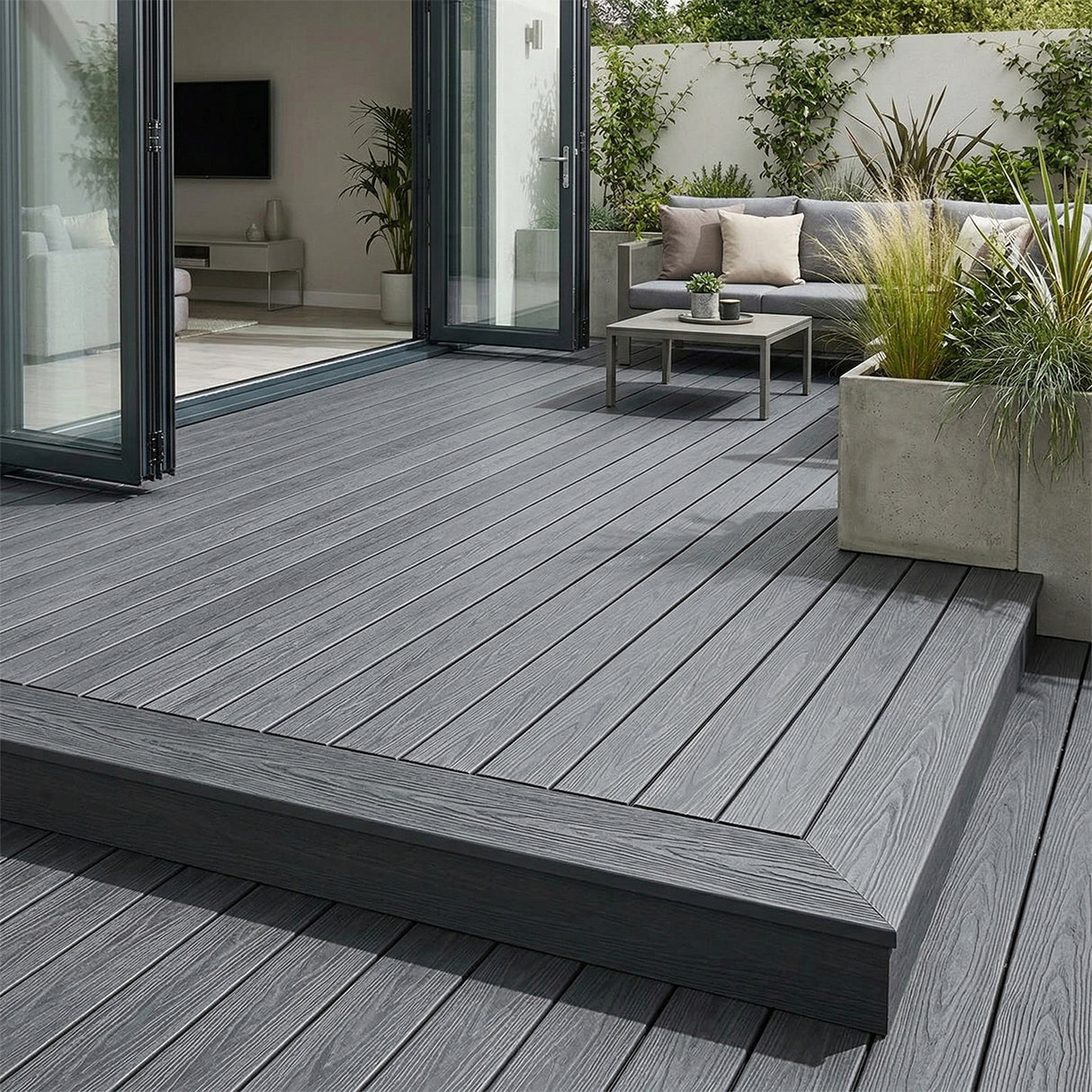 4.8m Woodgrain Composite Decking Board - Anthracite (Pallet)