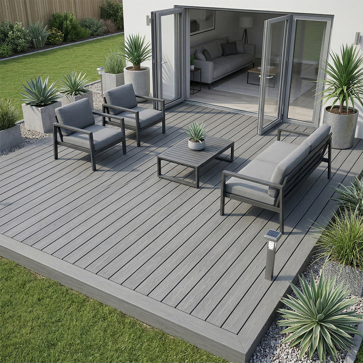 4.8m Woodgrain Composite Decking Board - Silver (Pallet)