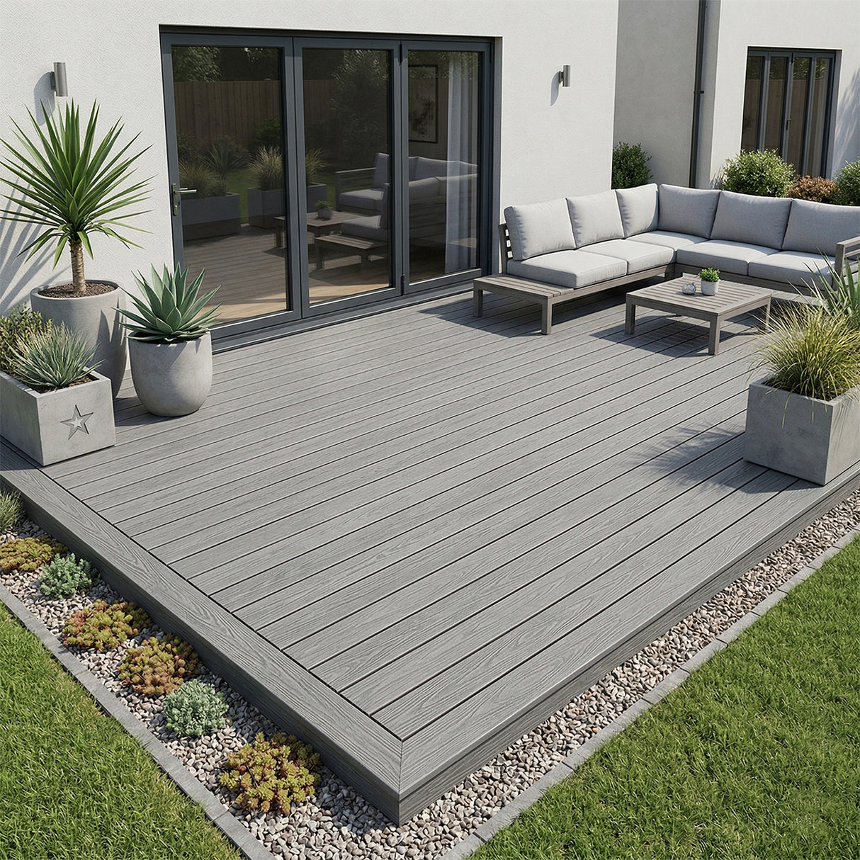 4.8m Woodgrain Composite Decking Board - Silver (Pallet)