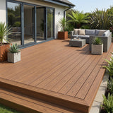 4.8m Woodgrain Composite Decking Board - Teak (Pallet)