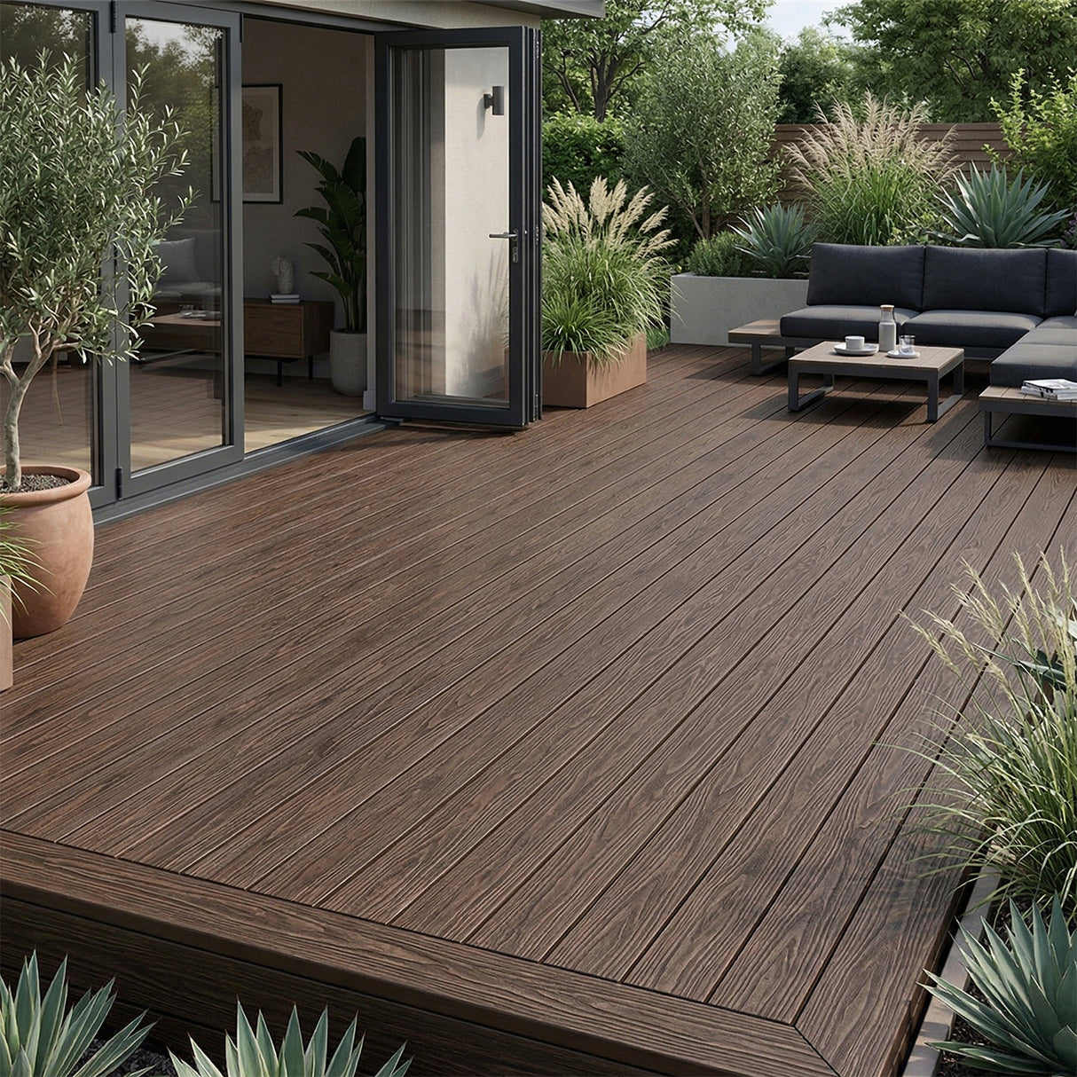 4.8m Woodgrain Composite Decking Board - Brown (Pallet)