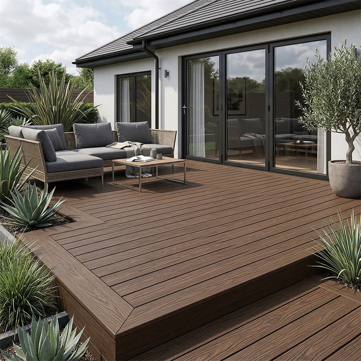 4.8m Woodgrain Composite Decking Board - Brown (Pallet)
