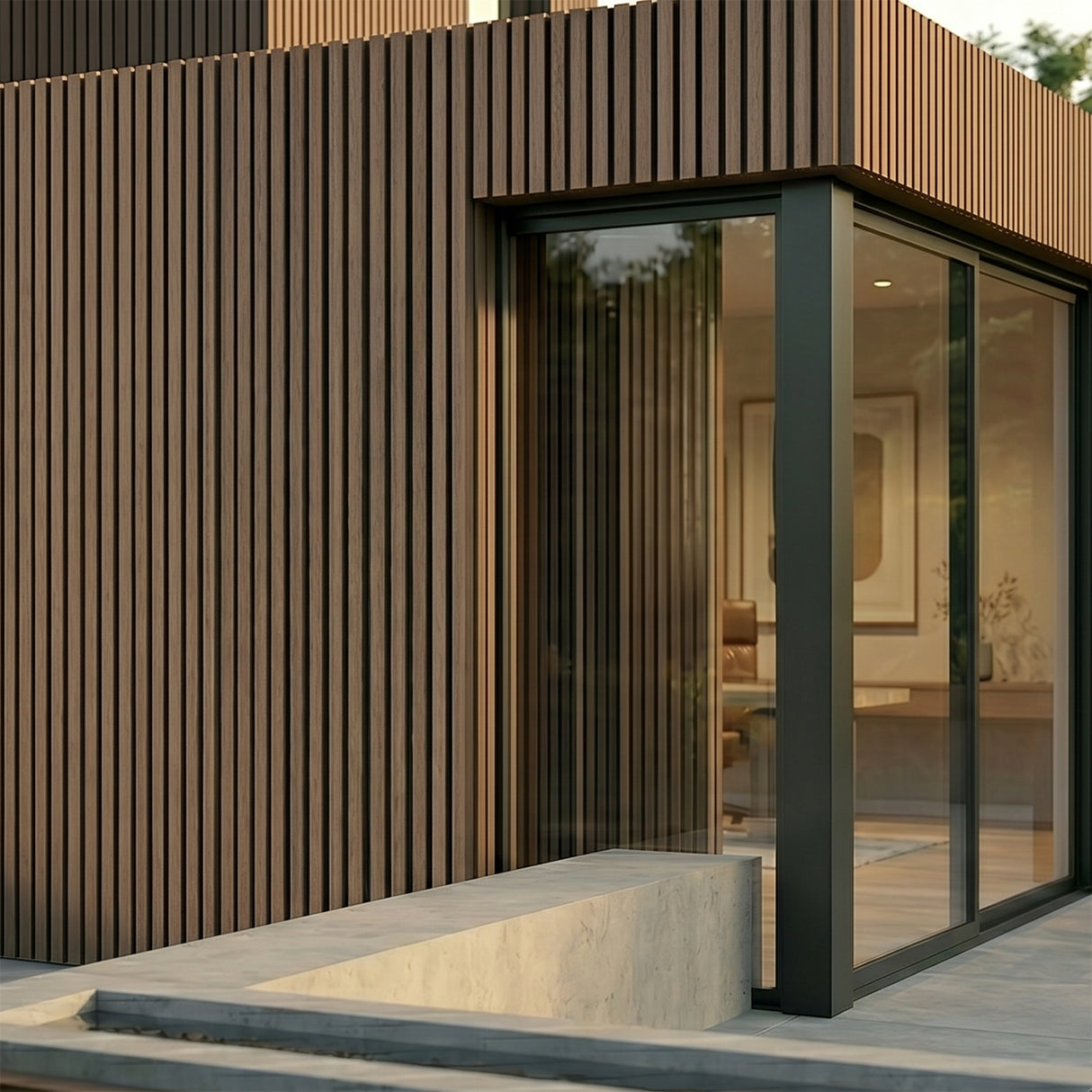 2.5m Slatted  Composite Cladding - Brown