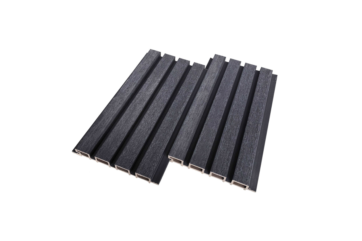 Slated Composite Woodgrain Cladding - Black