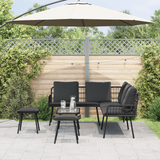 4 Piece Garden Sofa Set with Cushions Black Poly Rattan