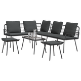 4 Piece Garden Sofa Set with Cushions Black Poly Rattan