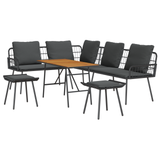 4 Piece Garden Sofa Set with Cushions Black Poly Rattan