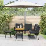 4 Piece Garden Sofa Set with Cushions Black Poly Rattan