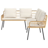 4 Piece Garden Sofa Set with Cushions Natural Poly Rattan