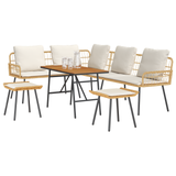 4 Piece Garden Sofa Set with Cushions Natural Poly Rattan