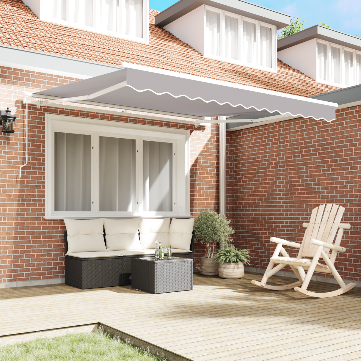 Manual Retractable Awning Light Grey 300x250 cm