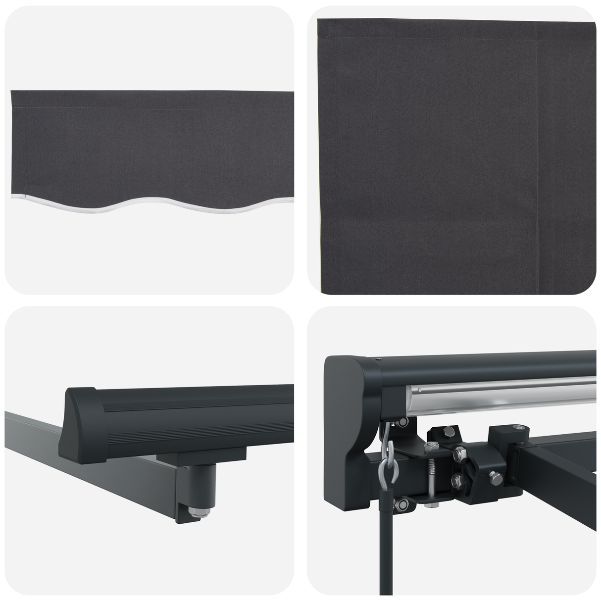 Retractable Awning Manual Grey and anthracite 350 x 250 cm