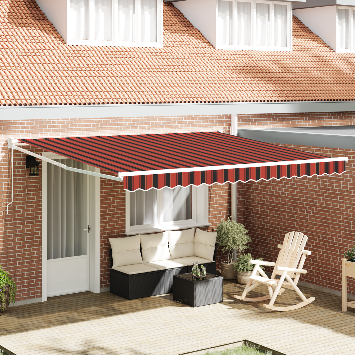 Retractable Awning Yellow and orange 400 x 350 cm Polyester